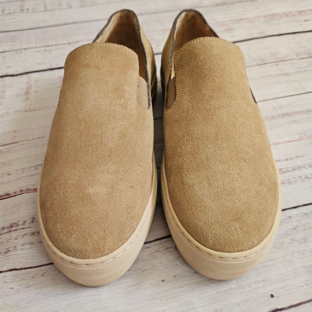 Frame Le Ren Suede Tan Slip On Platform Sneakers Minimalist Neutral Womens 39 - Picture 2 of 6